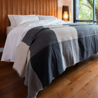 New! 100% Wool Blanket: Graphite & Oat
