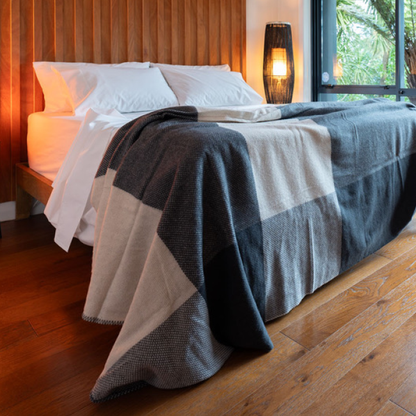 New! 100% Wool Blanket: Graphite & Oat