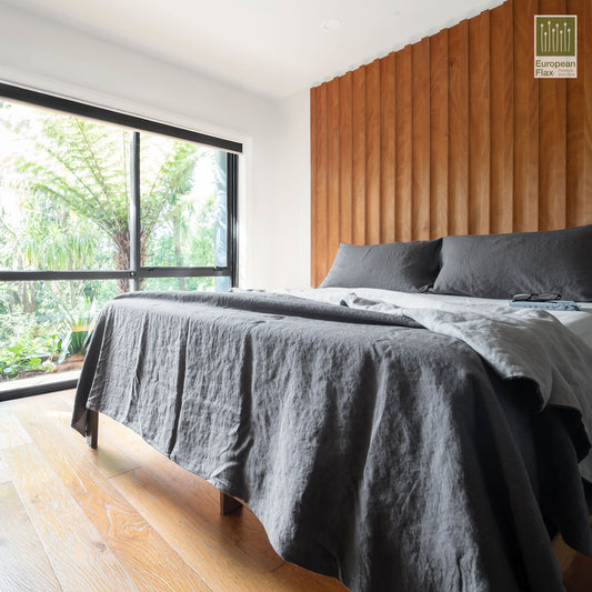 Clearance: Linen Duvet Cover Set Charcoal/Riverstone