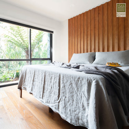 Linen Duvet Cover Set Charcoal/Riverstone